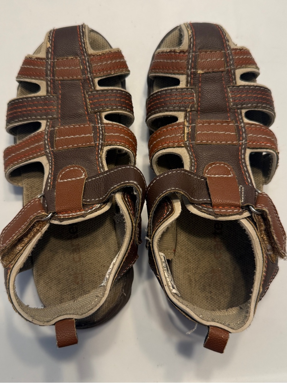 Kids Brown Fisherman Sandals - Comfortable Everyday Shoes Sz 12